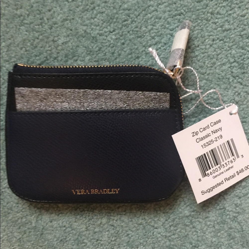 NWT Vera Bradley Navy Zip Card Case